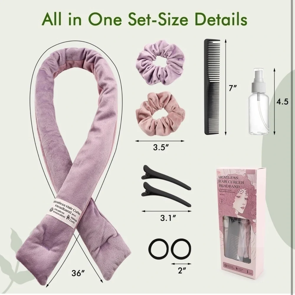 NEW Heatless Hair Curler Headband Set in Purple